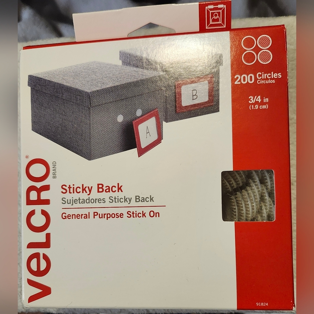 NIB Velcro 3/4" 200 Sticky Back Circles for Organizing, Arts & Crafts, & More